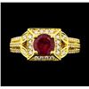 Image 2 : 1.02 ctw Pink Tourmaline And Diamond Ring - 18KT Yellow Gold