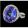 8.44 ctw Tanzanite and Diamond Ring - 14KT White Gold