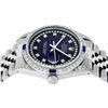 Image 6 : Rolex Mens Stainless Steel Diamond Lugs Blue Vignette & Sapphire Datejust Wristw