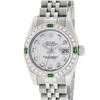 Image 2 : Rolex New Style Ladies 26 Mother Of Pearl Diamond And Emerald Datejust Oyster Pe