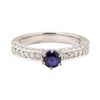 Image 2 : 1.20 ctw Blue Sapphire And Diamond Ring - 14KT White Gold