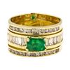 Image 2 : 0.90 ctw ct Emerald and Diamond Ring - 18KT Yellow Gold