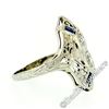 Image 8 : Art Deco 18kt White Gold Euro Cut Diamond & Sapphire Filigree Dinner Ring