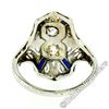 Image 9 : Art Deco 18kt White Gold Euro Cut Diamond & Sapphire Filigree Dinner Ring