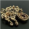 Image 6 : Vintage 14k Yellow Gold 6.75 ctw Round Garnet Open Work Dangle Pin Brooch Pendan