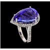 Image 4 : GIA Cert 14.31 ctw Tanzanite and Diamond Ring - 14KT White Gold