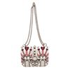 Valentino White Pink Love Blade Beaded Glam Lock Flap Bag
