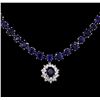 Image 2 : 50.00 ctw Blue Sapphire and Diamond Necklace - 14KT White Gold
