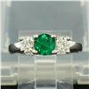 Image 2 : 14k White Gold GIA Emerald & Diamond 3 Stone 1.50 ctw Engagement Right Hand Ring