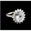 4.28 ctw Aquamarine and Diamond Ring - 14KT White Gold