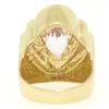 Image 5 : 14k Yellow Gold Bezel Pear Morganite & Diamond Channels 8.05 ctw Large Ring