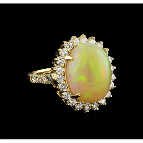 11.30 ctw Opal and Diamond Ring - 14KT Yellow Gold