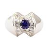 Image 2 : 1.91 ctw Blue Sapphire And Diamond Ring - 14KT White Gold
