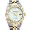 Image 1 : Rolex Mens 2 Tone MOP Roman Pyramid Diamond Bezel Datejust Wristwatch