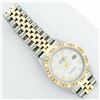 Image 7 : Rolex Mens 2 Tone MOP Roman Pyramid Diamond Bezel Datejust Wristwatch