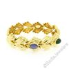 Image 4 : 14kt Yellow Gold 6.81 ctw Multi Gemstone Ribbed Wide Leaf Chain Bracelet