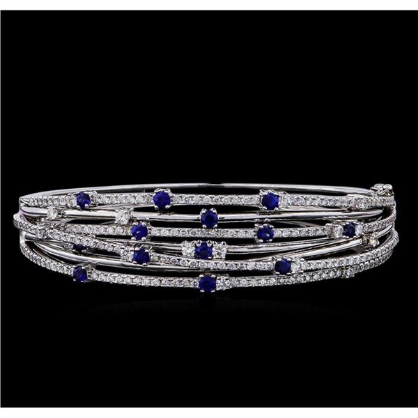 1.35 ctw Sapphire and Diamond Bracelet - 14KT White Gold