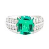 Image 2 : 4.25 ctw Lab Created Emerald And Diamond Ring - 18KT White Gold