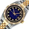 Image 2 : Rolex Mens 2 Tone Blue Vignette String Pyramid Diamond Datejust Wristwatch