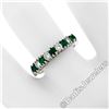 Image 3 : 18kt White Gold 1.36 ctw Alternating Round Diamond & Emerald Wedding Band Ring
