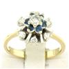 Image 4 : 14k Yellow & White Gold 0.65 ctw Diamond Sapphire 3 Tiered Starburst Cluster Rin