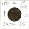 Image 1 : 1901 Q.V. large 1¢ coin