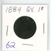 Image 1 : 1884 Q.V. large 1¢ coin