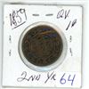 Image 1 : 1859 Q.V. large 1¢ coin