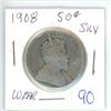 Image 1 : 1908 Cdn silver 50¢ coin
