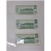 Image 2 : 3 1973 Canadian $1.00 bill uncirculated