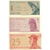 Image 1 : 1964 Indonesia One Sen, Five Sen, And Twenty-Five Sen Notes - Cat #90, 91, 92 - UNC