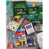 Image 2 : CONTAINER OF MARKERS PENCIL CRAYONS ART MISC