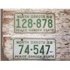 Image 1 : 2 NORTH DAKOTA LICENSE PLATES 1958
