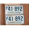 Image 1 : PAIR 1974 SASK FARM PLATES