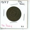 Image 1 : 1837 City Bank ½Penny EF