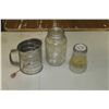 Image 1 : Vintage Flour Sifter, Mustard Jar, Nabob Jar