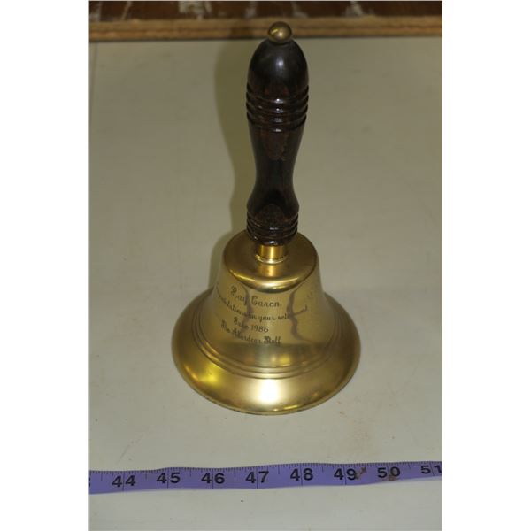 Vintage School Bell, Engraved (Missing Clapper)