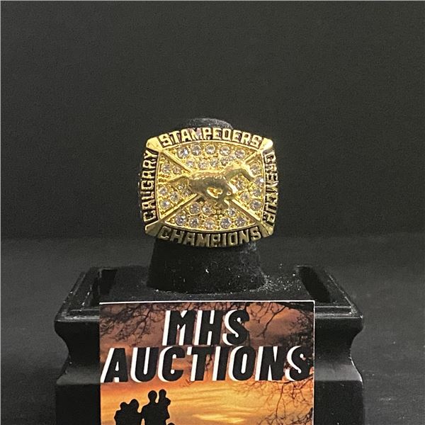 CALGARY STAMPEDERS C.F.L 1992 "SINGER" CHAMPIONSHIP RELICA RING (refR1)