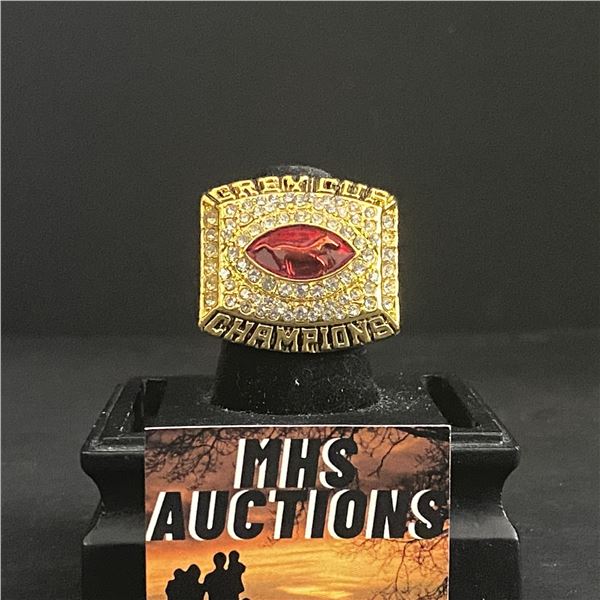 CALGARY STAMPEDERS C.F.L 2001 "CRANDELL" CHAMPIONSHIP RELICA RING (refR2)