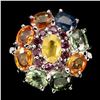 Image 1 : Natural Fancy Color Sapphire & Garnet Ring