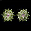 Image 1 : Natural Chrome Diopside Rhodolite Garnet Earrings