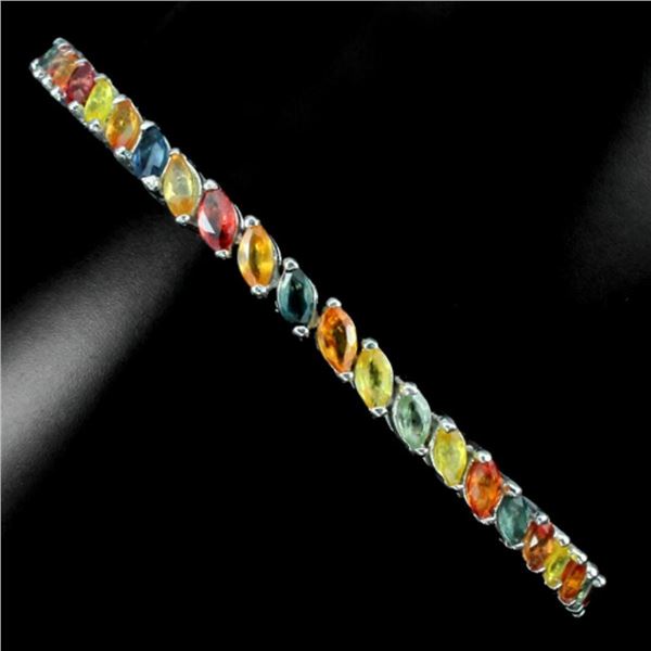 Natural Fancy Marquise Multi Color Sapphire Bracelet