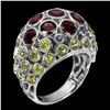 Image 2 : Natural Rhodolite Garnet Peridot Tanzanite Ring