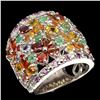 Image 2 : Natural Sapphire Citrine Emerald Rhodolite Ring