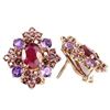 Image 2 : Natural BLOOD RED RUBY RHODOLITE & AMETHYST Earring