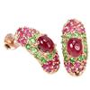 Image 2 : Natural RED RUBY OVAL & GREEN TSAVORITE GARNET Earrings