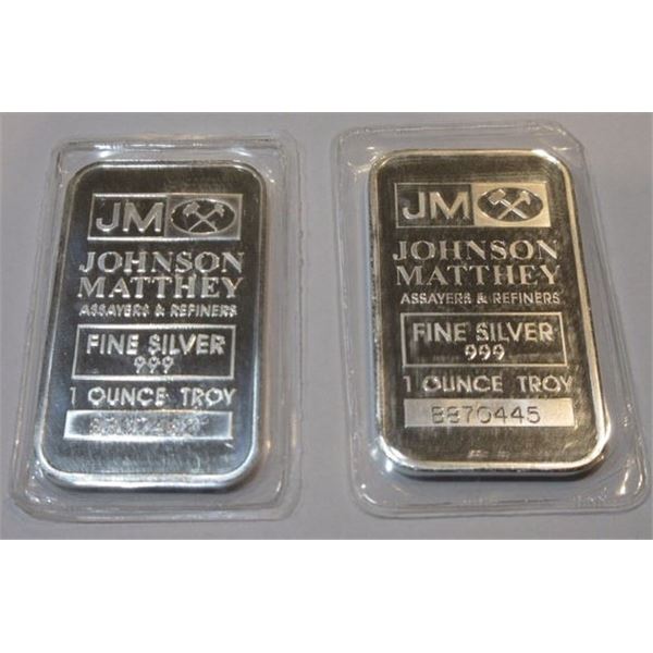 (2) 1 oz Johnson Matthey Collectible Silver Bar