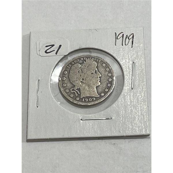 1909 Barber Quarter VF-PLus Grade