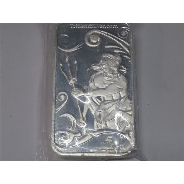 RARE 5 oz Trident Mint Neptune Silver Bar