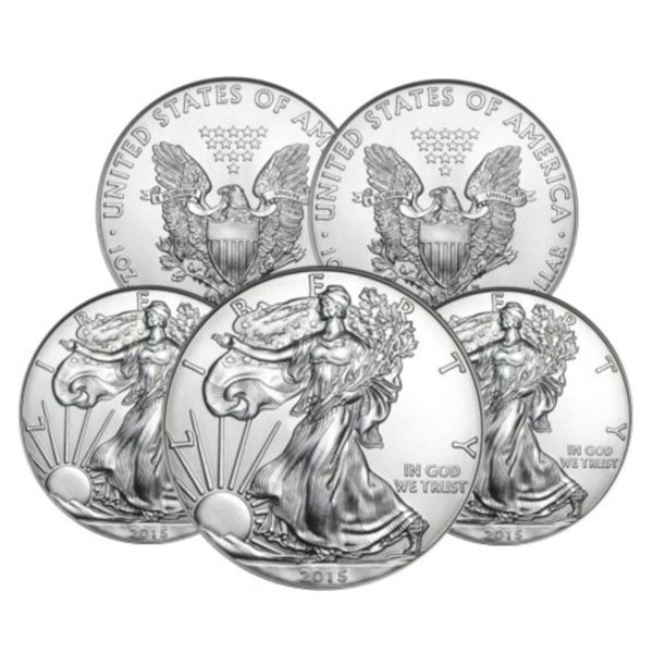 (5) Random Date US Silver Eagles